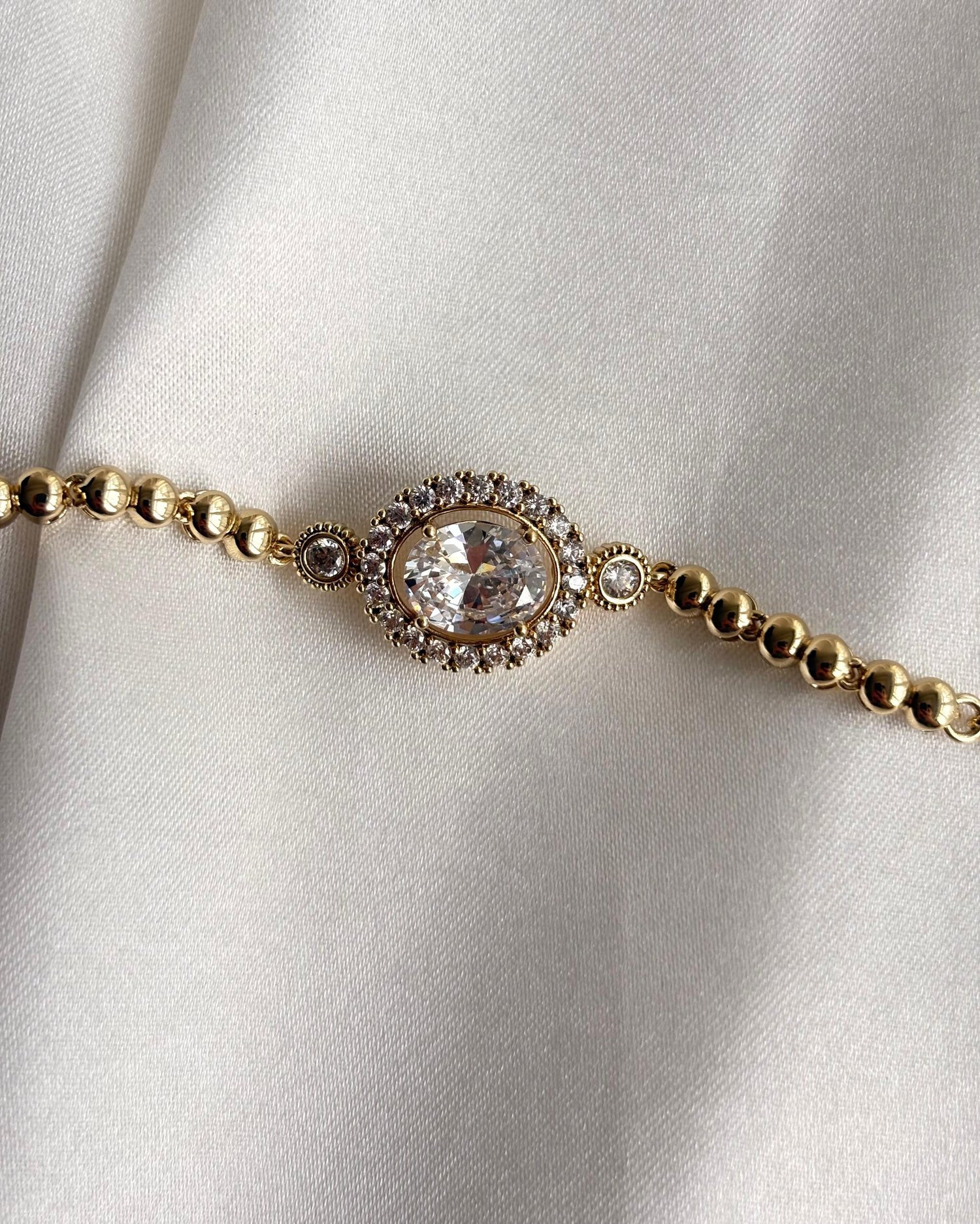 14K Xuping Oval Kesim Kristal Taş Bileklik