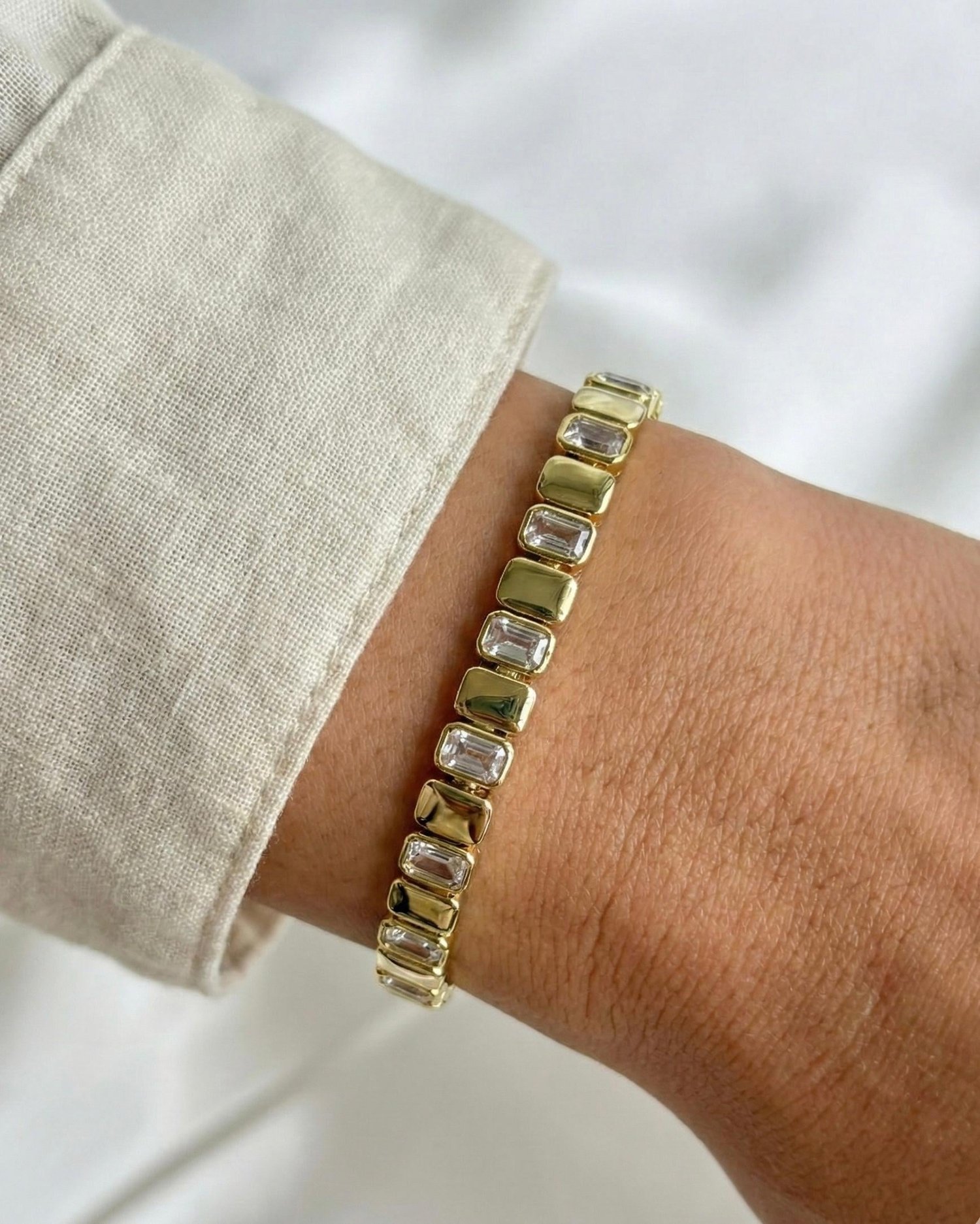 14K Xuping Sıra Baget Taşlı Bileklik