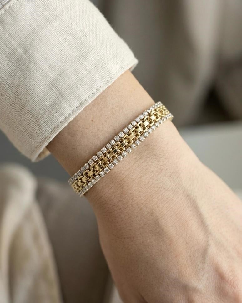 14K Xuping Sıra Taşlı İşleme Bileklik