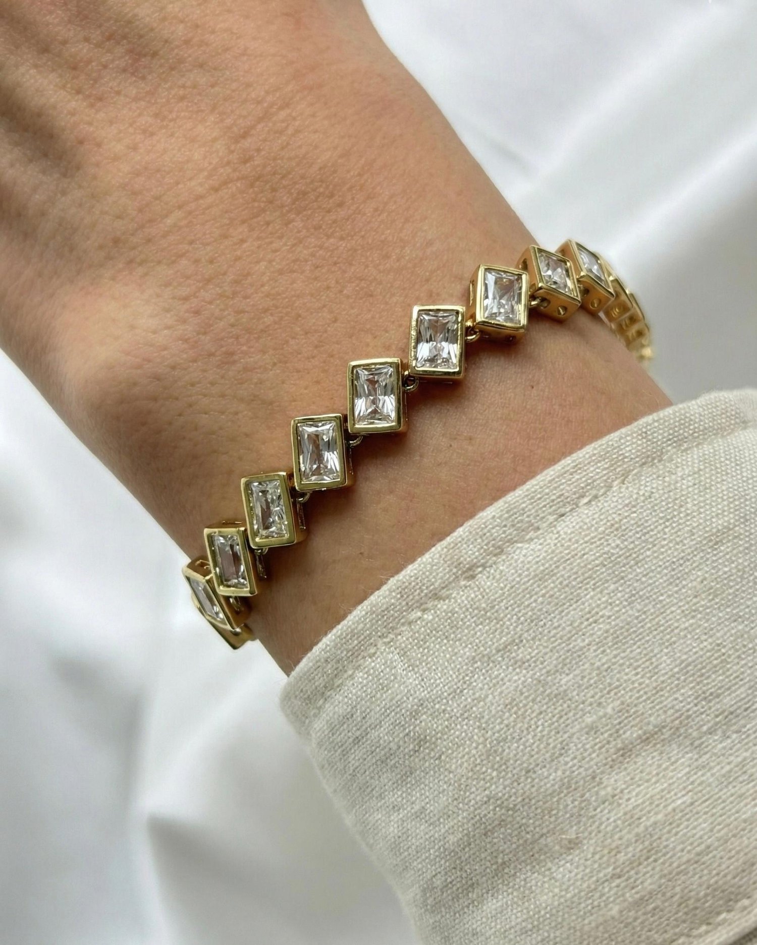 14K Xuping Sıralı Baget Taşlı Bileklik