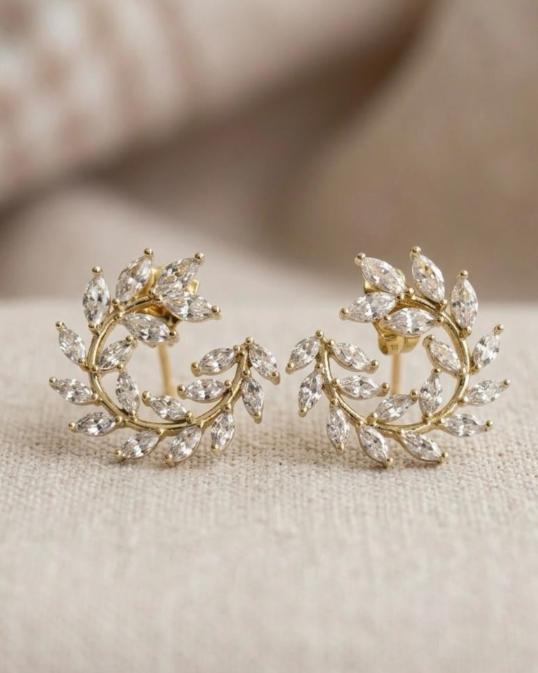 14K Xuping Taşlı Çiçek Model Küpe