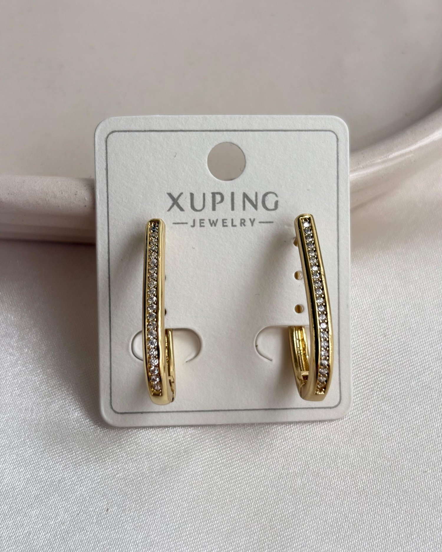 14K Xuping Taşlı Damla Halka Küpe