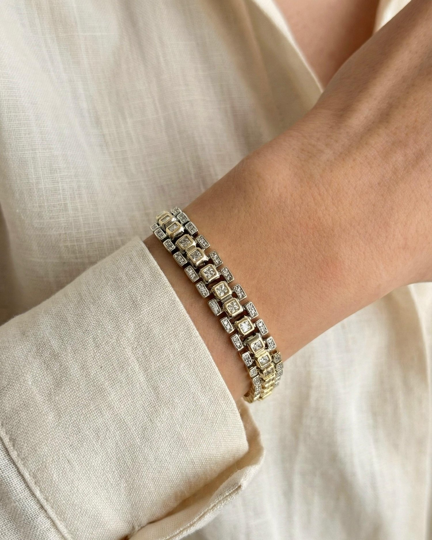 14K Xuping Taşlı Geometrik Bileklik
