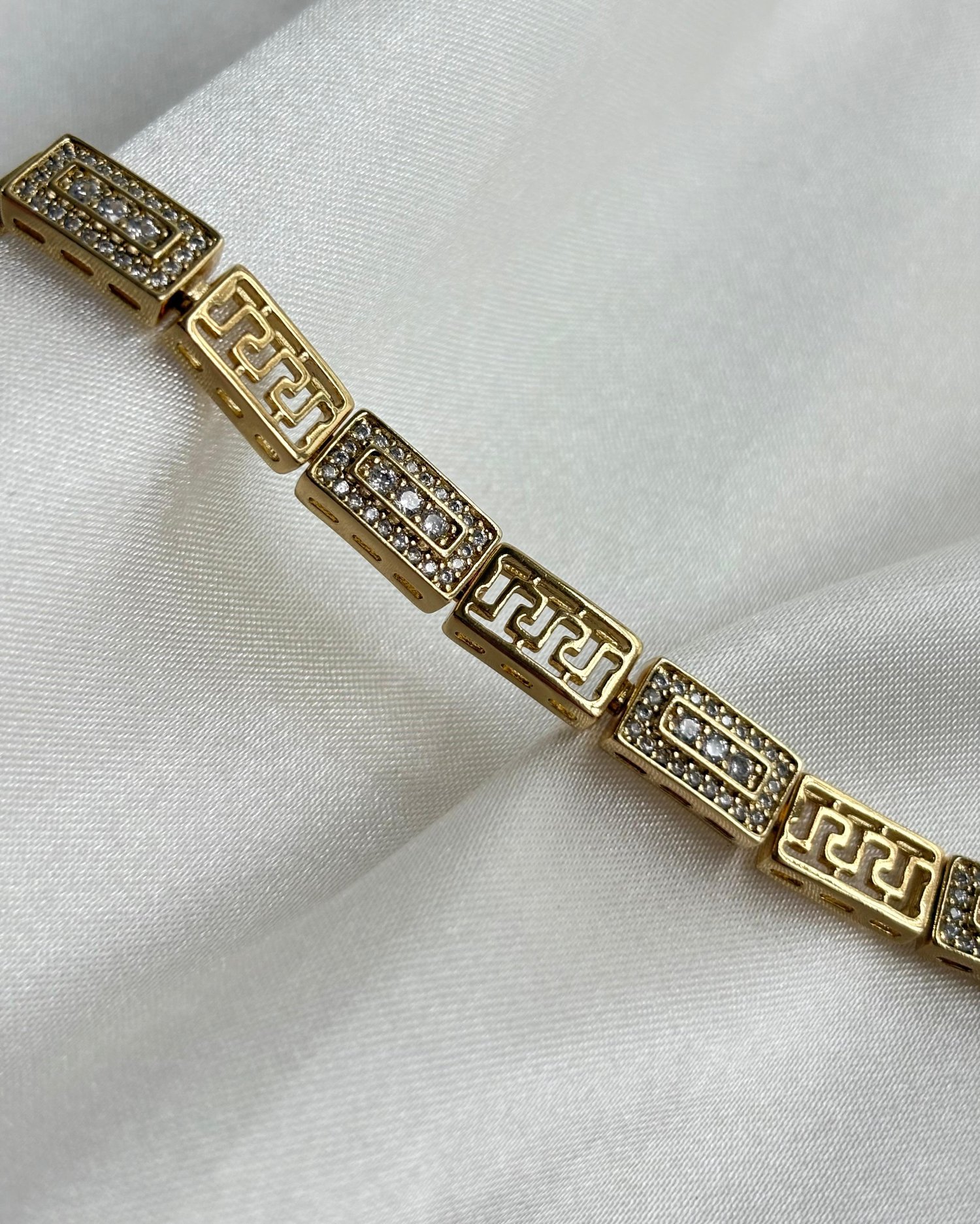 14K Xuping Taşlı Grek Desenli Bileklik
