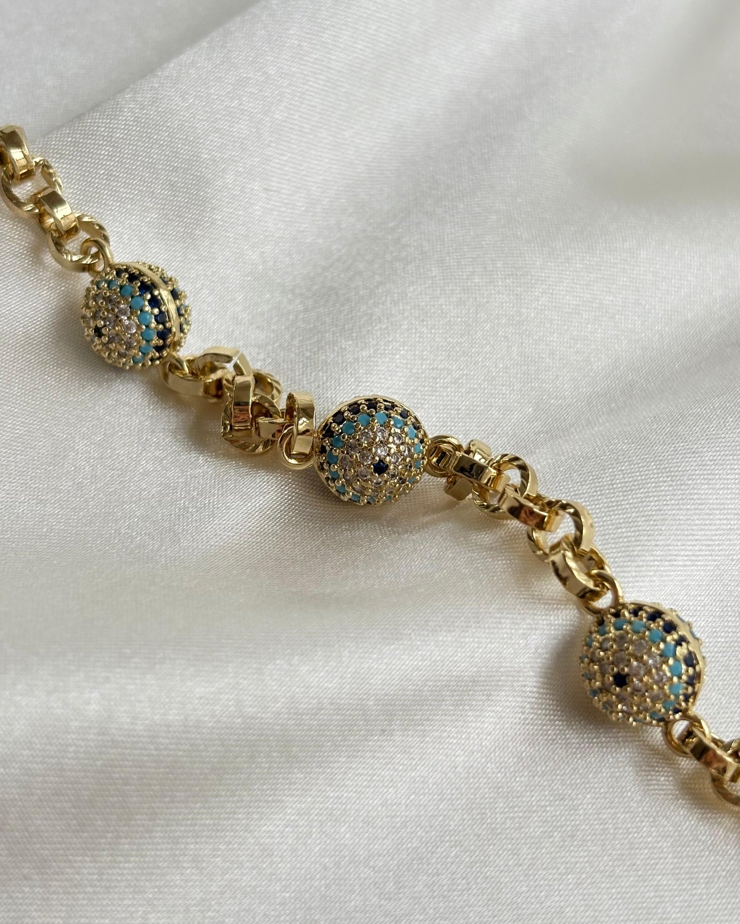 14K Xuping Taşlı Nazar Boncuğu Bileklik