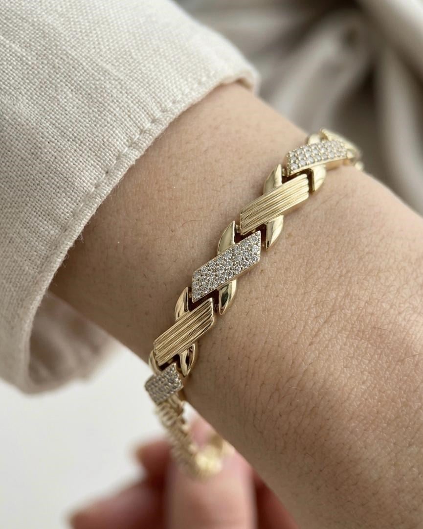 14K Xuping Taşlı Plaka Model Bileklik