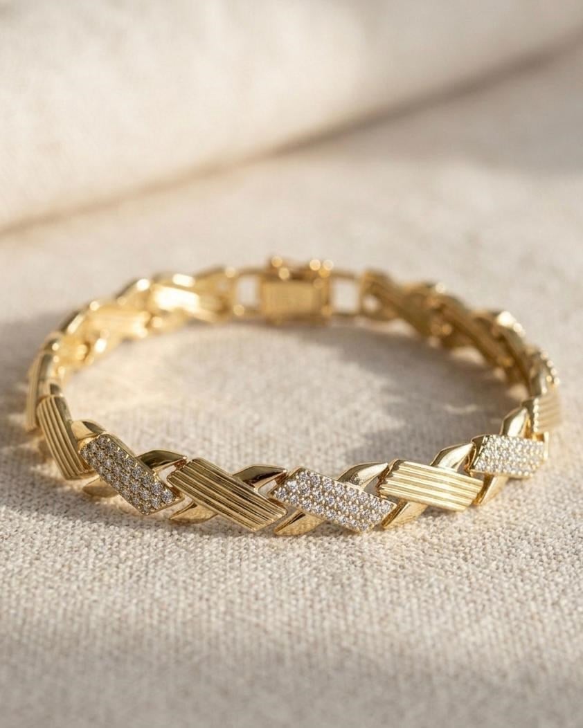 14K Xuping Taşlı Plaka Model Bileklik