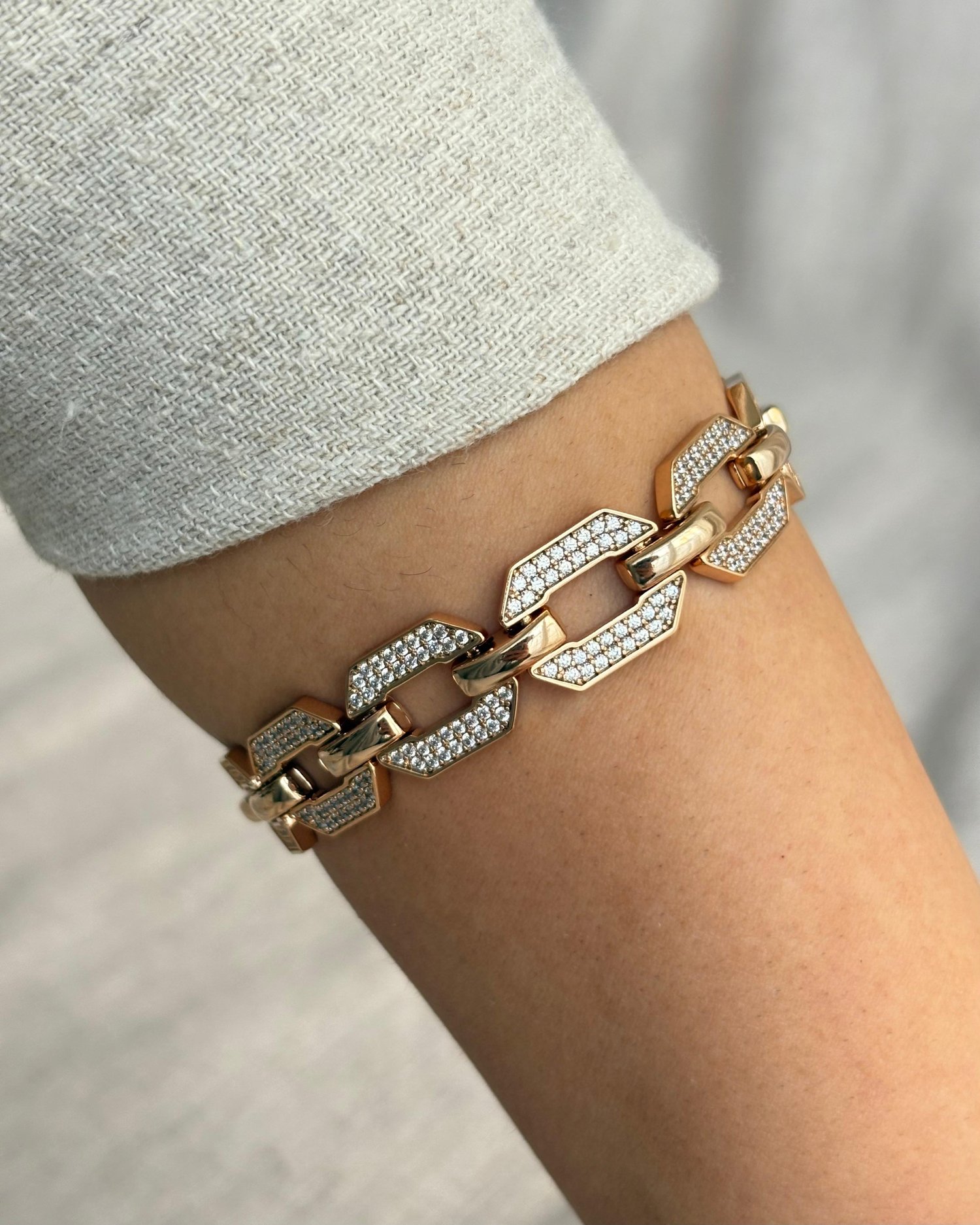 14K Xuping Taşlı Rose Gold Gurmet Bileklik