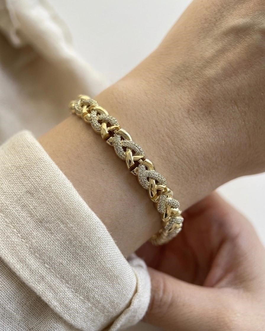 14K Xuping Taşlı Sarmal Model Bileklik