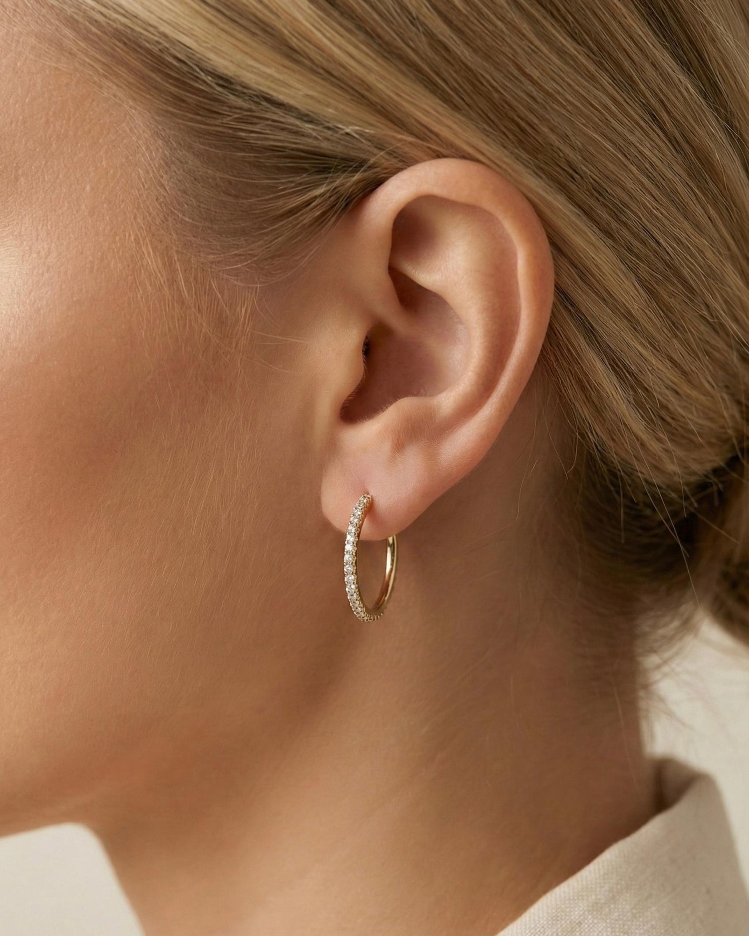 14K Xuping Zirkon Taşlı Halka Küpe