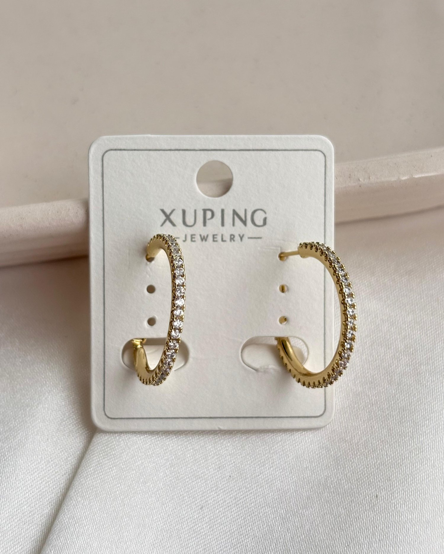14K Xuping Zirkon Taşlı Halka Küpe