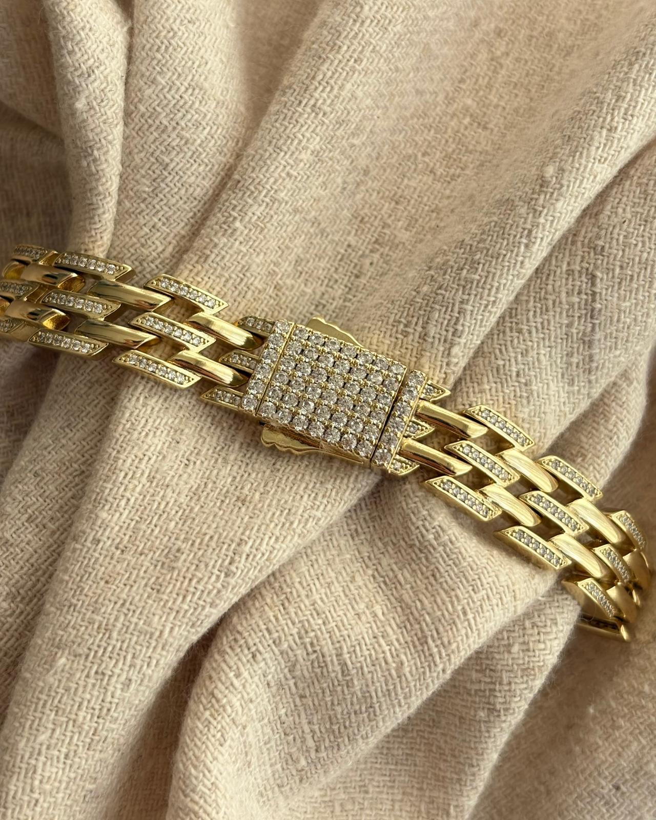 14K Xuping Zirkon Taşlı Zikzak Kesim Gurmet Bileklik