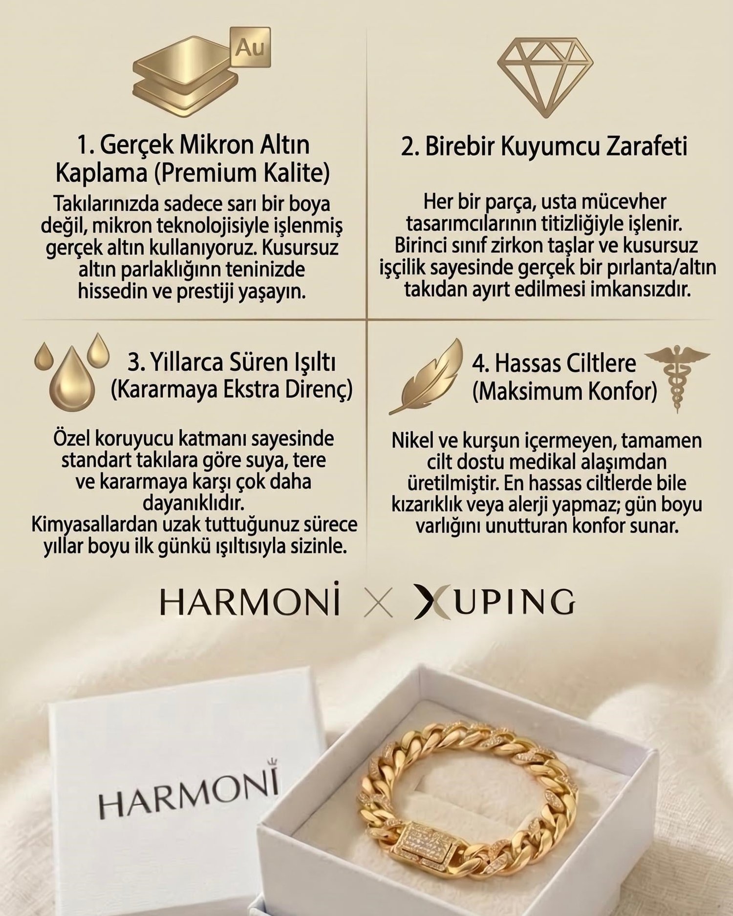 Xuping Kibrit Çöpü 3'lü Bilezik