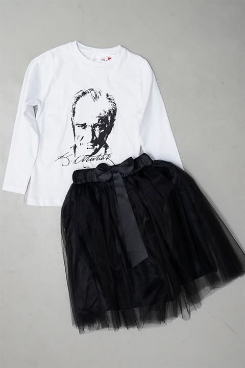 23 Nisan 29 Ekim Gösteri Kız Çocuk Uzun Kol T-shirt Tütü Etek Takım