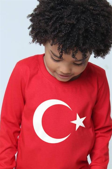 23 Nisan Ay Yıldızlı Türk Bayraklı Unisex Çocuk Kısa Kollu Tshirt 0-24
