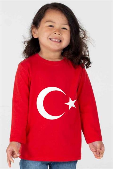 23 Nisan Ay Yıldızlı Türk Bayraklı Unisex Çocuk Kısa Kollu Tshirt 0-24
