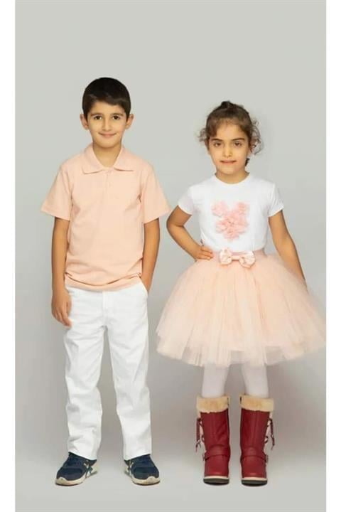 23 Nisan Kız Çocuk Gösteri Kıyafeti Tütü Etek T-shirt 0-24