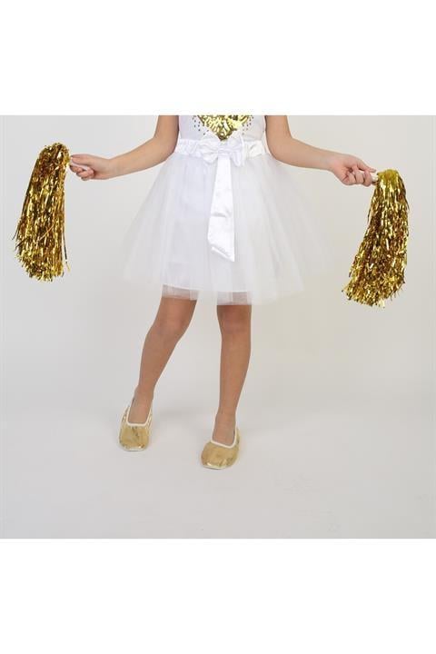 Beyaz Fiyonk Detaylı Tütü Kız Çocuk Etek 23 Nisan 29 Ekim 10 Kasım 19 Mayıs Gösteri Kıyafetleri