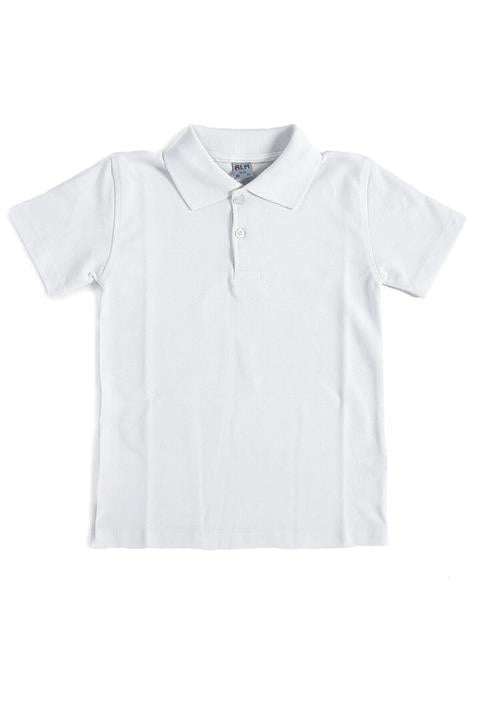 Beyaz Kısa Kol 6-16 Yaş Çocuk Okul Lakos Tişört/t-shirt - 80238-beyaz