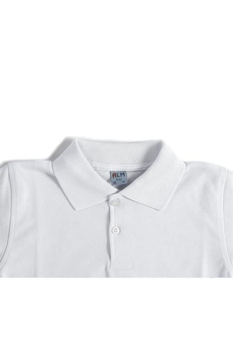 Beyaz Kısa Kol 6-16 Yaş Çocuk Okul Lakos Tişört/t-shirt - 80238-beyaz