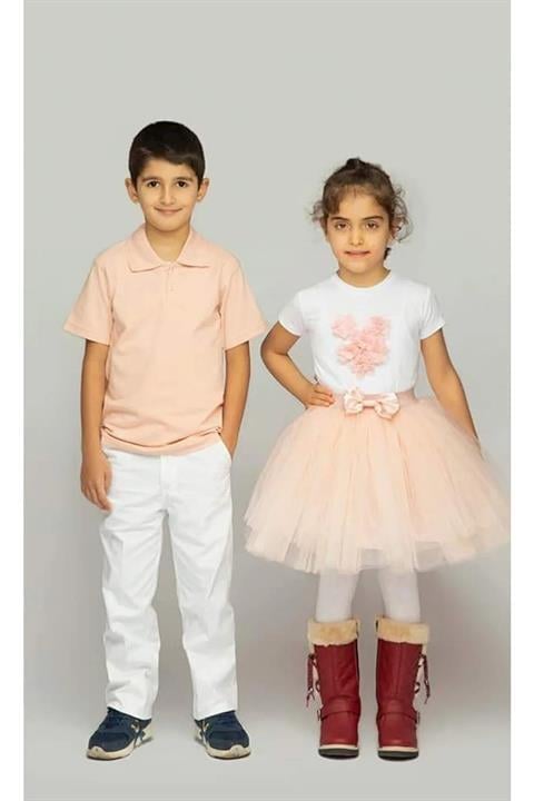 Çocuk Gösteri Kutlama Kıyafeti Tshirt Pantalon Etek Takım