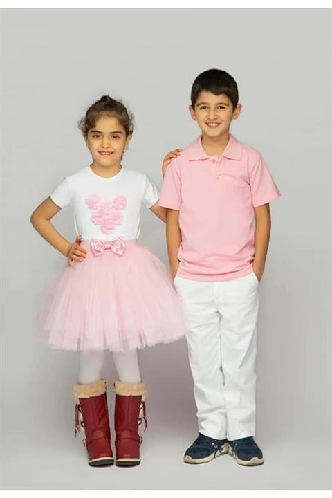 Çocuk Gösteri Kutlama Kıyafeti Tshirt Pantalon Etek Takım