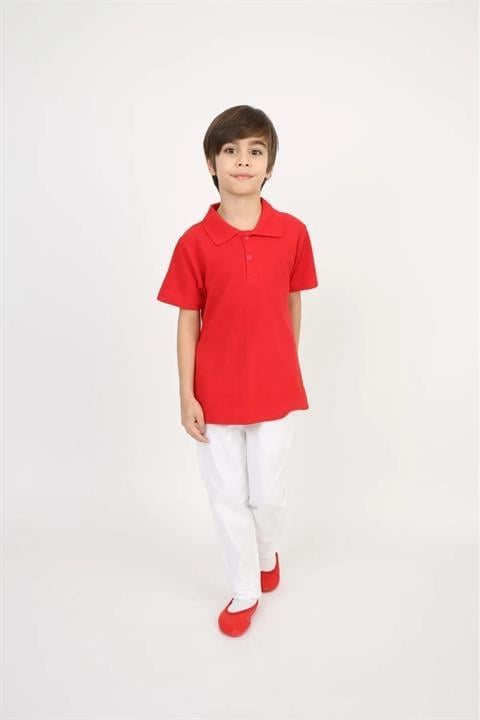 çocuk polo yaka kısa kolu tshirt ve pantalon takım 29 ekim kırmızı