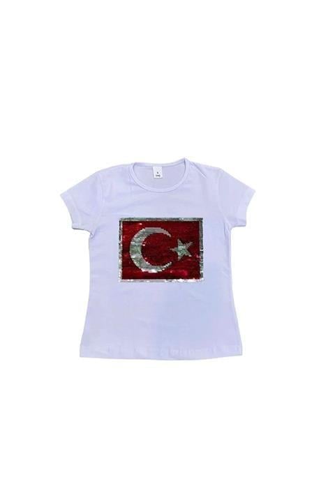 Çocuk Pullu Atatürk Türk Bayraklı Kısa Kollu Tişört Gösteri Kıyafeti 23 Nisan 19 Mayıs 29 Ekim