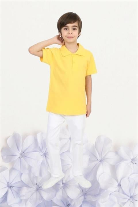 Erkek Çocuk 23 Nisan Gösteri Kostüm Pantolon Kısa Kol Polo Yaka Pembe Tshirt Takım R24