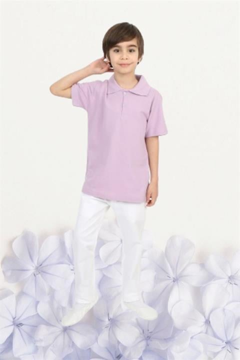 Erkek Çocuk 23 Nisan Gösteri Kostüm Pantolon Kısa Kol Polo Yaka Pembe Tshirt Takım R24