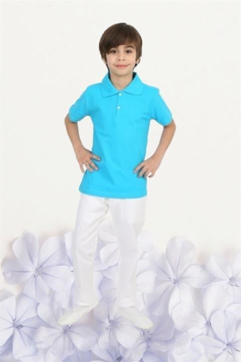 Erkek Çocuk 23 Nisan Gösteri Kostüm Pantolon Kısa Kol Polo Yaka Pembe Tshirt Takım R24