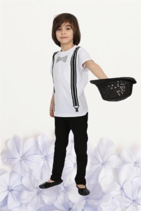 Erkek Çocuk 23 Nisan Gösteri Kostüm Pantolon Kısa Kol Desenli Tshirt Takım R24