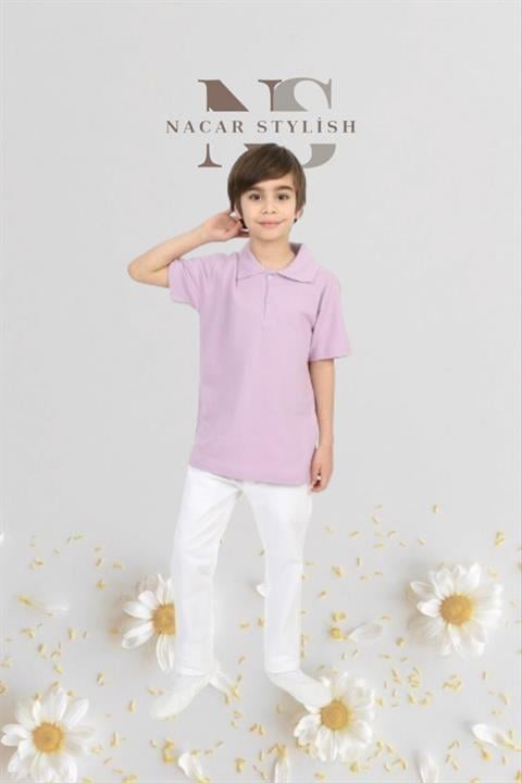 Erkek Çocuk 23 Nisan Kıyafeti Kostüm Pantolon Kısa Kol Polo Yaka Mavi Tshirt Takım 024