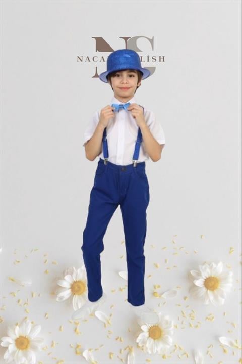 Erkek Çocuk 23 Nisan Kıyafeti Kostüm Pantolon Kısa Kol Gömlek Papyon Kırmızı Takım