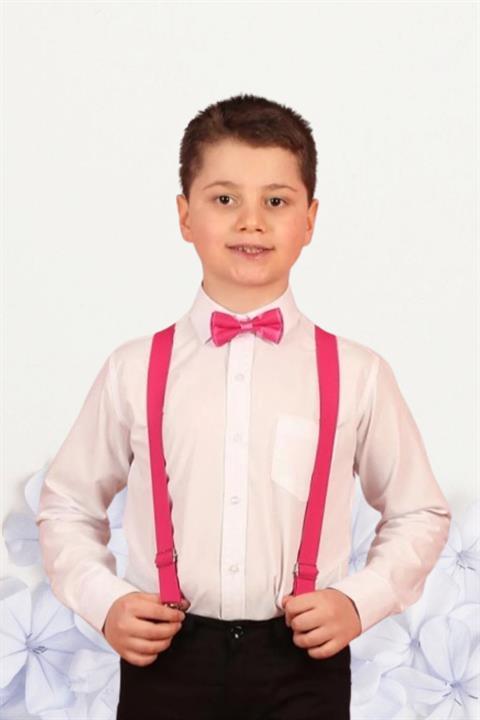 Erkek Çocuk 23 Nisan Uzun Kol Pembe Gömlek Keten Gösteri Okul Tören R24