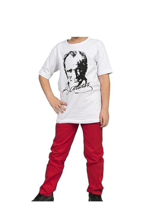 Erkek Çocuk 23nisan 29ekim 30ağustos 10kasım Özelgün Gösteri Atatürk Baskılı T-shırt&pantolon Takım