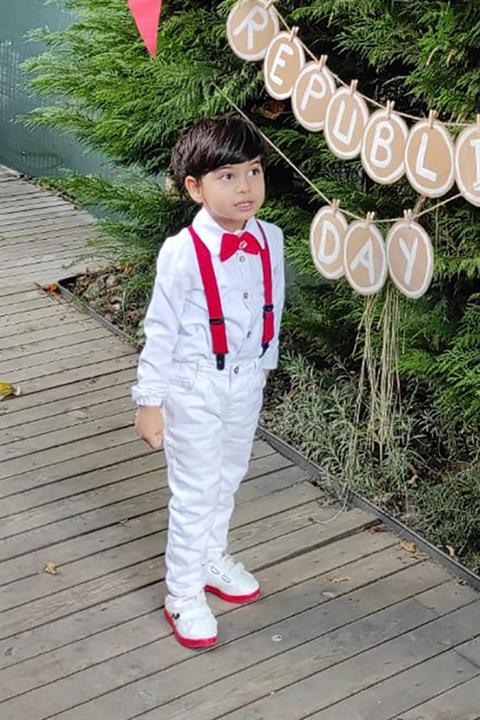 Erkek Çocuk Gömlek Pantalon Aski Papyon Takım 29 Eki?m ( Papyonda Ay Yıldız Yoktur)