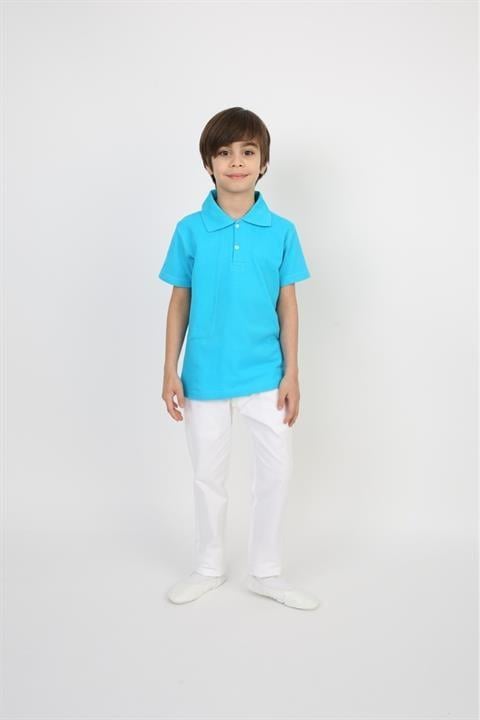Erkek Çocuk Takım Lakos Beyaz Pantalon Sarı Turkuaz Lila Kırmızı Pembe Polo Yaka