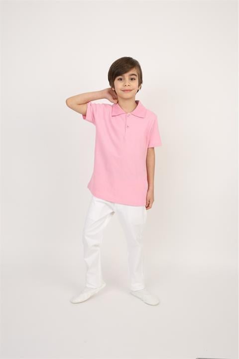Erkek Çocuk Takım Lakos Beyaz Pantalon Sarı Turkuaz Lila Kırmızı Pembe Polo Yaka