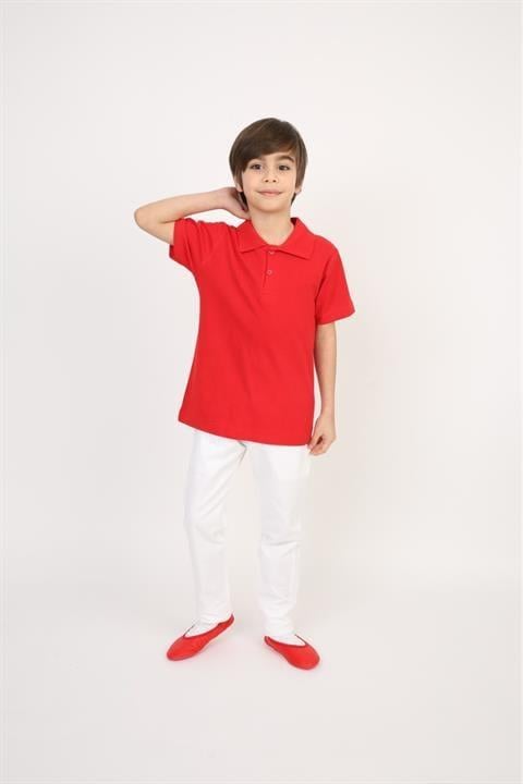 Erkek Çocuk Takım Lakos Beyaz Pantalon Sarı Turkuaz Lila Kırmızı Pembe Polo Yaka