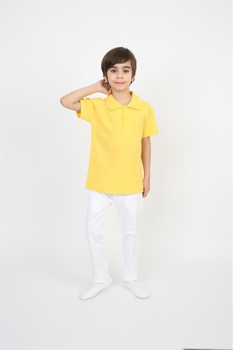 Erkek Çocuk Takım Lakos Beyaz Pantalon Sarı Turkuaz Lila Kırmızı Pembe Polo Yaka