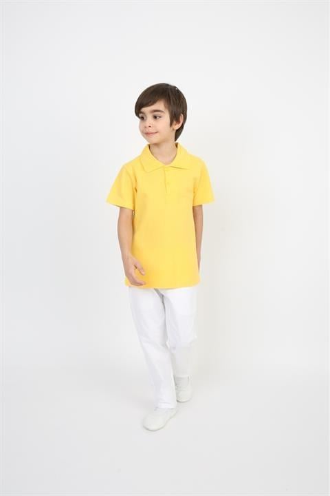 Erkek Çocuk Takım Lakos Beyaz Pantalon Sarı Turkuaz Lila Kırmızı Pembe Polo Yaka