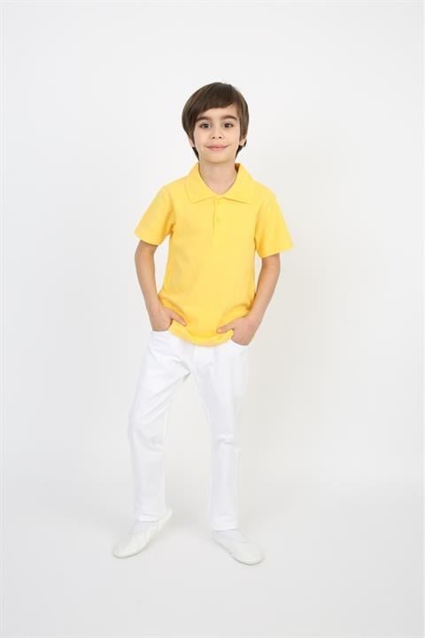 Erkek Çocuk Takım Lakos Beyaz Pantalon Sarı Turkuaz Lila Kırmızı Pembe Polo Yaka