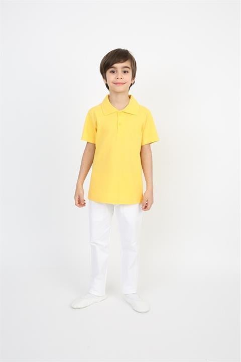 Erkek Çocuk Takım Lakos Beyaz Pantalon Sarı Turkuaz Lila Kırmızı Pembe Polo Yaka