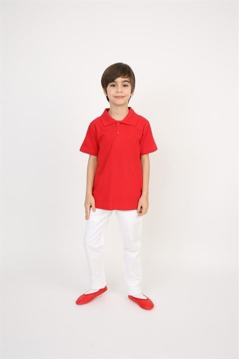 Erkek Çocuk Takım Lakos Beyaz Pantalon Sarı Turkuaz Lila Kırmızı Pembe Polo Yaka