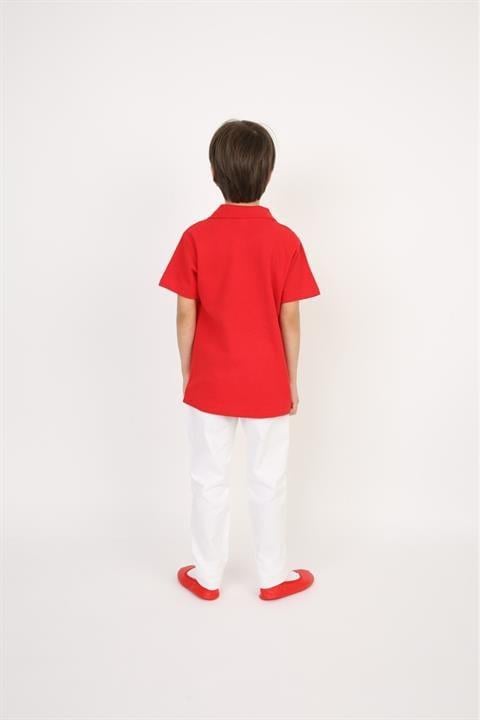 Erkek Çocuk Takım Lakos Beyaz Pantalon Sarı Turkuaz Lila Kırmızı Pembe Polo Yaka