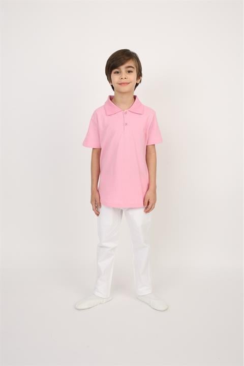 Erkek Çocuk Takım Lakos Beyaz Pantalon Sarı Turkuaz Lila Kırmızı Pembe Polo Yaka