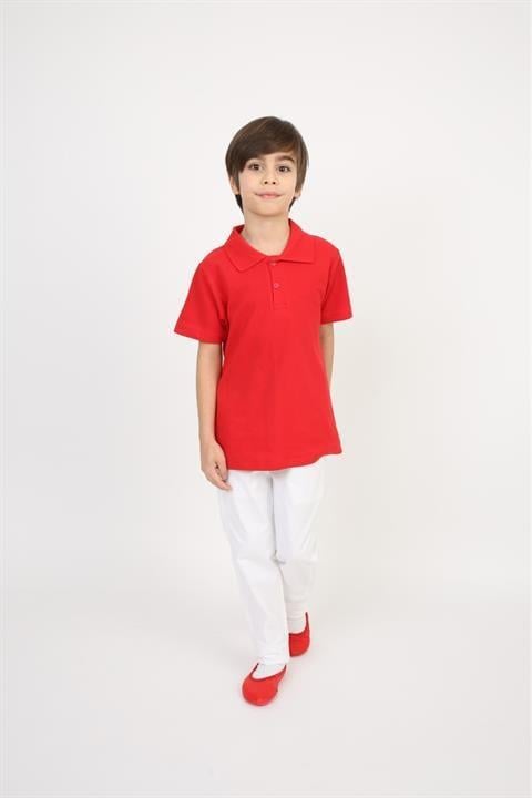 Erkek Çocuk Takım Lakos Beyaz Pantalon Sarı Turkuaz Lila Kırmızı Pembe Polo Yaka