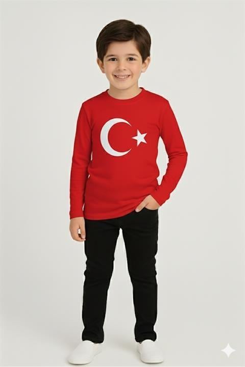 Erkek Çocuk Uzun Kol Türk Bayraklı Tshirt&Pantolon 2li Takım 29 Ekim Gösteri Kıyafeti