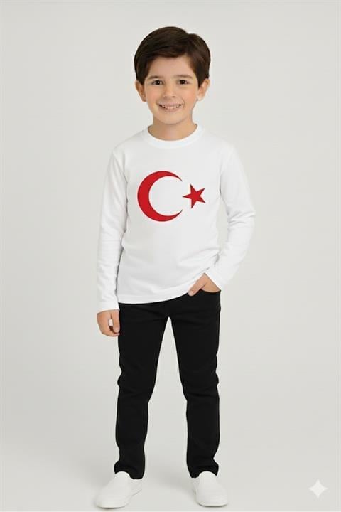 Erkek Çocuk Uzun Kol Türk Bayraklı Tshirt&Pantolon 2li Takım 29 Ekim Gösteri Kıyafeti